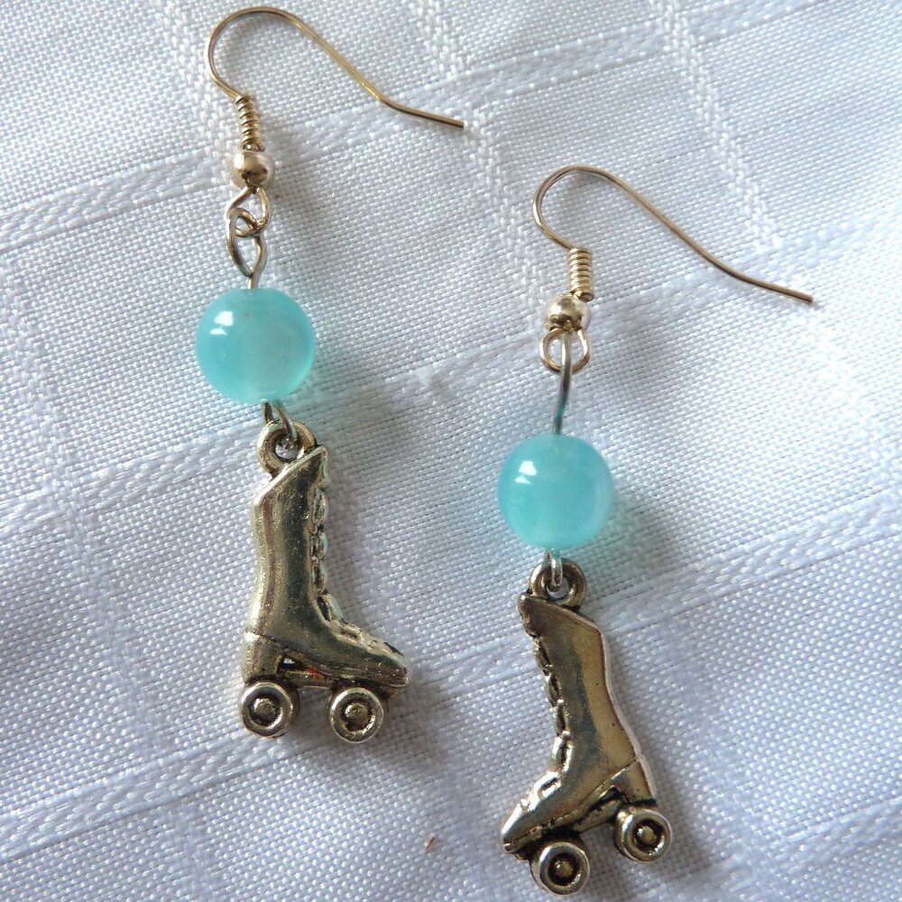 No979 Handmade earrings with Tibetan silver charms and acrylic beads